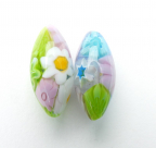 "Lace" Pastel Millefiori Ovals, 10x23MM